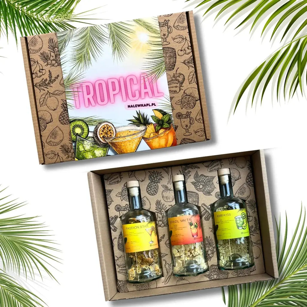Zestaw do robienia nalewek TROPICAL 3 smaki w opakowaniu prezentowym