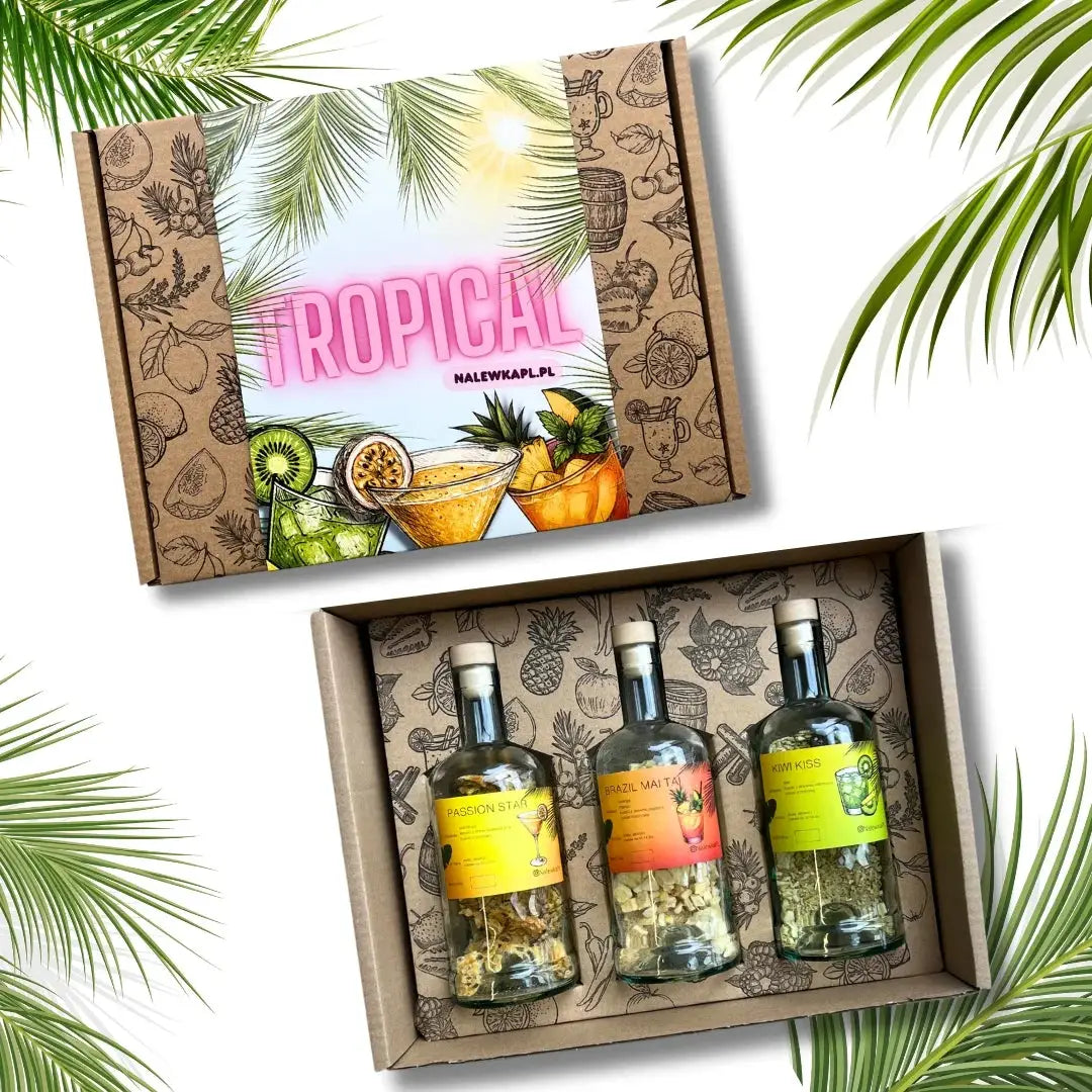 Zestaw do robienia nalewek TROPICAL 3 smaki w opakowaniu prezentowym