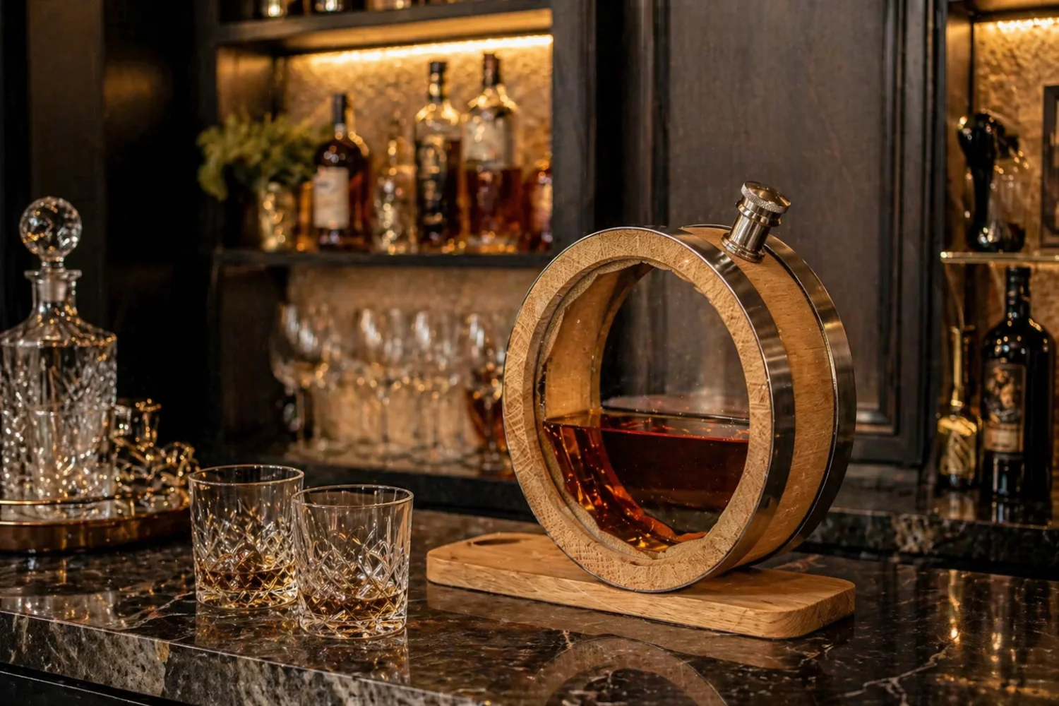 Beczka dębowa ze szklanym dnem Oko Smaku 1L